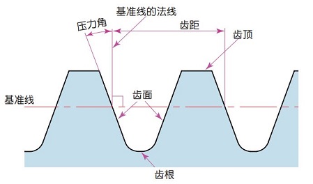 圖 2.2 標準基準齒條齒形